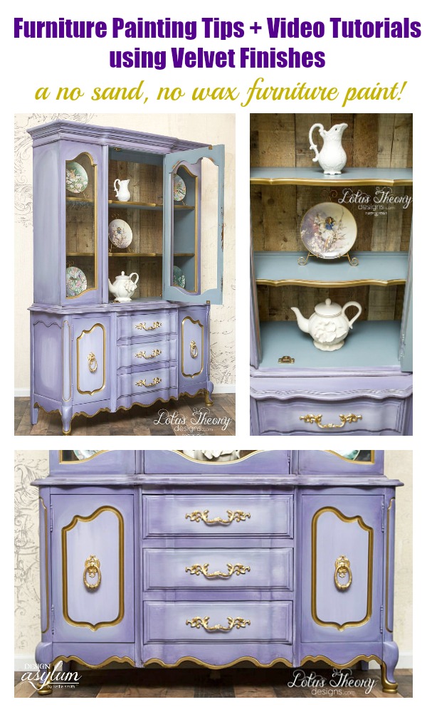 Velvet Finishes Painting Tips With Lotus Theory Designs Design See This Amazing Purple Hutch Tutorial Using Velvet Finishes From Lotus Theory Designs